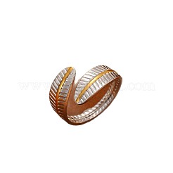 Two Tone 304 Stainless Steel Cuff Open Rings for Women&nbsp;WG3F019-04