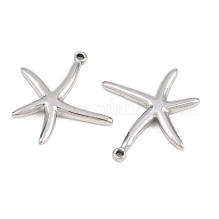 304ステンレスペンダント  ヒトデのチャーム  ステンレス鋼色  28.5x26.5x3.5mm  穴：1.2mm&nbsp;STAS-L317-01P