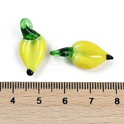 手作りランプワークペンダント  レモンチャーム  きいろ  19~22x9.5~11x4~6mm  穴：2.5~4x2.5~3mm&nbsp;LAMP-I029-03A