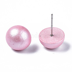 Pearlized Half Round Schima Wood Earrings for Girl Women&nbsp;EJEW-N048-001-01