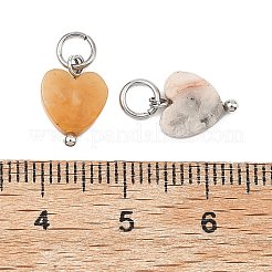 天然＆合成混合原石のペンダント  ハートチャーム  プラチナ  11.5x8x2mm  穴：3.5mm&nbsp;PALLOY-JF05586-03