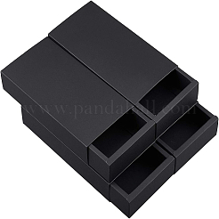 クラフト紙の折りたたみボックス  引き出しボックス  長方形  ブラック  16.3x24cm  完成品：22x10x4cm&nbsp;LS-CON-WH0010-01I-D
