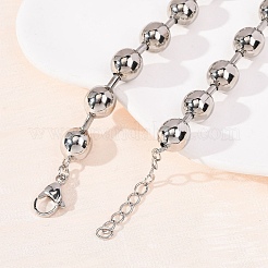 真鍮製ボールチェーンネックレス（男女兼用）  プラチナ  17.32インチ（44cm）  ビーズ：9.5~10mm&nbsp;NJEW-H089-01P