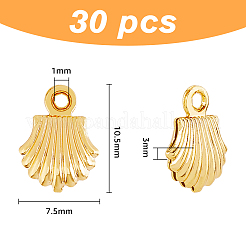 真鍮製チャーム  シェル  18KGP本金メッキ  10.5x7.5x3mm  穴：1mm  30個/箱&nbsp;KK-HY0003-32