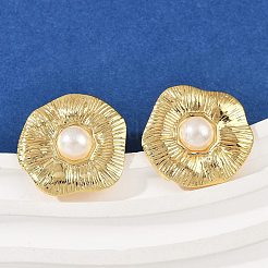 304 Stainless Steel ABS Plastic Pearl Stud Earrings&nbsp;LS-STAS-D368-01C-G