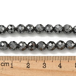 非磁性合成ヘマタイトビーズ連売り  多面カット  ラウンド  6mm  穴：1mm  約66個/連  15.75''（40センチメートル）&nbsp;G-I365-16B