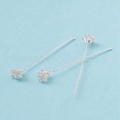 真鍮製フラワーヘッドピン  ヘアDIYアクセサリーのヴィンテージ装飾  銀  52~56mm  ピン: 21ゲージ(0.7mm)&nbsp;LS-KK-G413-04S