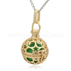 Golden Tone Brass Hollow Round Cage Pendants&nbsp;KK-J226-10G