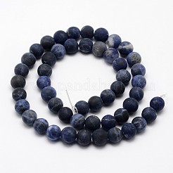 天然石ソーダライトビーズ連売り  艶消し  ラウンド  4mm  穴：0.8mm  約90個/連  14.1インチ&nbsp;G-D682-4mm