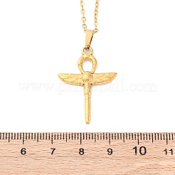 Ankh Cross with Wings 304 Stainless Steel Pendant Necklaces&nbsp;NJEW-H059-08G