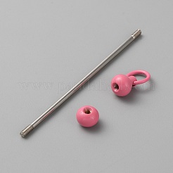 ジュエリー作り diy 工芸品用の鉄の棒ビーズキーホルダー  プラチナ  ショッキングピンク  7.8cm&nbsp;IFIN-SZC0005-01A-13