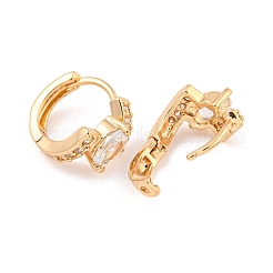 Brass Micro Pave Clear Cubic Zirconia Hoop Earrings&nbsp;EJEW-A107-02A-KCG