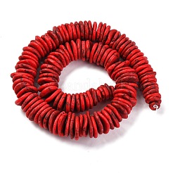 段階的に並んだ合成ターコイズビーズ連売り  染め  ナゲット  レッド  7~20x7~15x3~5mm  穴：1.2mm  約118~119個/連  15.75~15.87''（40~40.3センチメートル）&nbsp;G-A237-01H