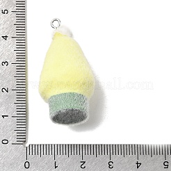 フロッキー不透明樹脂ペンダント  プラチナトーンの鉄ループ付き  ツリー  39x19mm  穴：2mm&nbsp;RESI-F062-02C