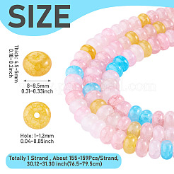 1連売りガラスビーズ連売り  天然石風  ロンデル  染め  カラフル  8~8.5x4.5~5mm  穴：1~1.2mm  約155~159個/連  30.12~31.30インチ（76.5~79.5cm）&nbsp;GLAA-TADJ0001-06F
