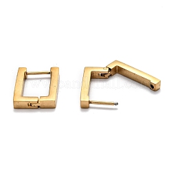304ステンレススチール長方形ハギーフープピアス  ゴールドカラー  17.5x12.5x3mm  ピン：1mm&nbsp;STAS-H156-10B-G