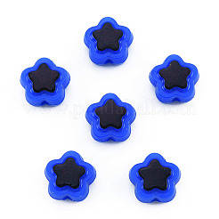 不透明なメッキアクリルビーズ  ライン入り  スター  ブルー  9.5x10x5mm  穴：1.6mm  約1850個/500g&nbsp;OACR-N136-01E