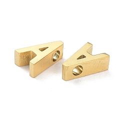 イオンプレーティング（IP）304ステンレススチールチャーム  アルファベット  ゴールドカラー  文字.a  8x5x3mm  穴：1.8mm&nbsp;STAS-K216-41A-G