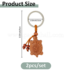 2Pcs Wood with Iron Keychains&nbsp;KEYC-FH0001-66