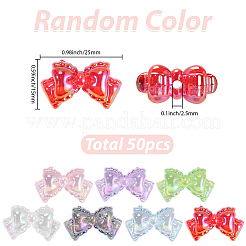 50 個の UV メッキ透明アクリルビーズ  虹色の  蝶結び  ミックスカラー  15x25x12mm  穴：2.5mm&nbsp;MACR-SC0002-56
