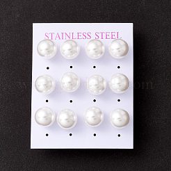 6 Pair Shell Pearl Round Ball Stud Earrings&nbsp;EJEW-A067-18B-G
