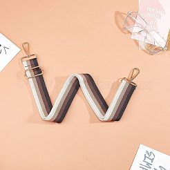 調節可能なキャンバスバッグハンドル  合金回転式ナスカン付き  バッグストラップ用交換アクセサリー用  縞模様  シャンパンイエロー  ゴールド  ブラック  72~130x3.8x0.3cm  合金スイベルクラスプ：6x4.6x0.8cm&nbsp;FIND-WH0053-49KCG-B