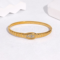 304 Stainless Steel Rhinestone Hinged Bangles for Women&nbsp;FS-WGE0196-02