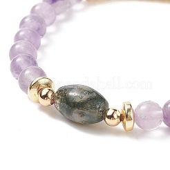 7Pcs 7 Style Natural & Synthetic Mixed Gemstone & Brass Beaded Stretch Bracelets Set&nbsp;BJEW-JB08997