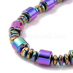 Synthetic Hematite & Brass Column Beaded Necklace Bracelet with Magnetic Clasps&nbsp;SJEW-G079-01D