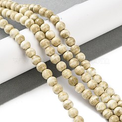 天然レインボーアラシャン瑪瑙ビーズ連売り  染め  ツートン  ラウンド  ライトカーキ  6mm  穴：0.8mm  約67個/連  15.94インチ（40.5cm）&nbsp;G-NH0022-A04-01