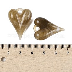 アクリルパーツ  ハート  キャメル  27x20.5x8.5mm  穴：3x3mm&nbsp;OACR-M025-01H