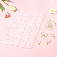 Diyキーホルダー作成キット  アルファベットのa～zと数字の0~9のペンダントDIYシリコン型を含む  真鍮のピアスフックと鉄のスプリットキーリングとオープン丸カン  ゴールドカラー  192x360x2mm&nbsp;DIY-FS0008-25