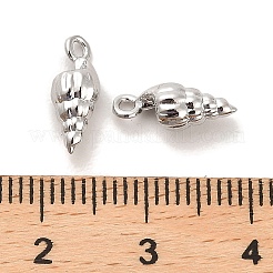 真鍮製チャーム  カドミウムフリー＆ニッケルフリー＆鉛フリー  巻き貝  プラチナメッキ  12~13x5~5.5x4.5~5mm  穴：1.2~1.6mm&nbsp;KK-C054-15P
