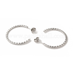 変色しない304ステンレススチール製C字型スタッドピアス（女性用）  ステンレス鋼色  30x1.5mm&nbsp;EJEW-Z066-06P