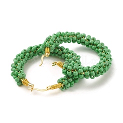 Glass Seed Beaded Hoop Earrings for Women&nbsp;EJEW-C003-02I-RS