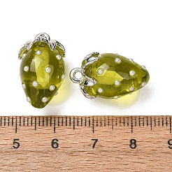樹脂チャーム  ストロベリーチャーム  合金と  プラチナ  ミックスカラー  21x12.5x12mm  穴：1.5mm&nbsp;FIND-C096-01P