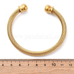 304ステンレススチール製カフバングル  女性のためのトルクバングル  イオンプレーティング（ip）  ゴールドカラー  3/8インチ（0.95cm）  内径：2x2-3/8インチ（5.1x6.05cm）&nbsp;BJEW-P310-17G
