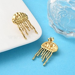 304ステンレススチールスタッドピアス  18KGP本金メッキ  クラゲ  32.5x20mm&nbsp;EJEW-Z081-02G-01
