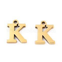 ステンレススチールチャーム201個  アルファベット  文字.k  9x7x1mm  穴：1mm&nbsp;STAS-N091-176K-LG