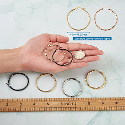 ステンレス製のフープピアス  リング形状  ミックスカラー  40mm  16個/セット&nbsp;STAS-TA0001-23C