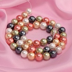 シェルパールカラフルビーズ連売り  ラウンド  ミックスカラー  8mm  穴：0.8mm  約24~25個/連  7.7インチ（19.75cm）&nbsp;X-BSHE-F013-14M-8mm