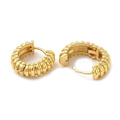 女性用ラックメッキ真鍮チューブフープピアス  鉛フリー＆カドミウムフリー  18KGP本金メッキ  18x16x6.5mm  ピン：0.8mm&nbsp;EJEW-G342-08G