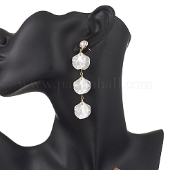 Petaline ABS Plastic Imitation Pearl Tassel Stud Earrings&nbsp;EJEW-TA00749