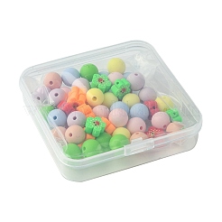 DIYジュエリー作りの発見キット  食品グレードのシリコンとポリマー粘土のフラワービーズ54個9スタイルを含む  ミックスカラー  8~10x4mm  穴：1~2mm  6個/スタイル&nbsp;DIY-FS0005-91