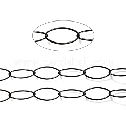 PVD真空メッキ304ステンレススチールペーパークリップチェーン  描かれた細長いアズキチェーン  長持ちメッキ  ハンダ付け  スプールで  ガンメタ色  20x10x1mm  約16.4フィート（5m）/ロール&nbsp;CHS-O008-01B