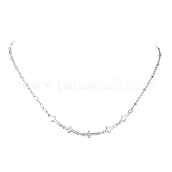 304ステンレススチール製宗教モチーフのクロスリンクチェーンネックレス（女性用）  変色なし  ステンレス鋼色  18.07インチ（45.9cm）&nbsp;NJEW-JN06157