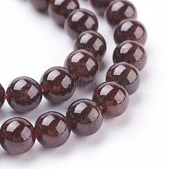 天然石ビーズ連売り  天然ガーネット  グレードAB  ラウンド  暗赤色  6mm  穴：0.8~1mm  約61個/連  15インチ&nbsp;G-A038-AB