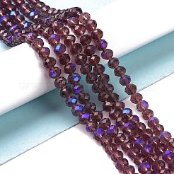 電気メッキガラスビーズセット  半分虹メッキ  多面カット  ロンデル  パープル  2.9~3.3x2mm  穴：0.8mm  約135~140個/連  32~34cm&nbsp;EGLA-A044-T2mm-L13