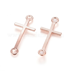 合金リンクコネクター  カドミウムフリー＆鉛フリー  横クロス  ローズゴールド  39x17x2mm  穴：3mm&nbsp;PALLOY-I016-RG