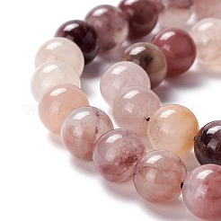 Natural Violet Strawberry Quartz Smooth Round Beads Strands&nbsp;G-O029-06C